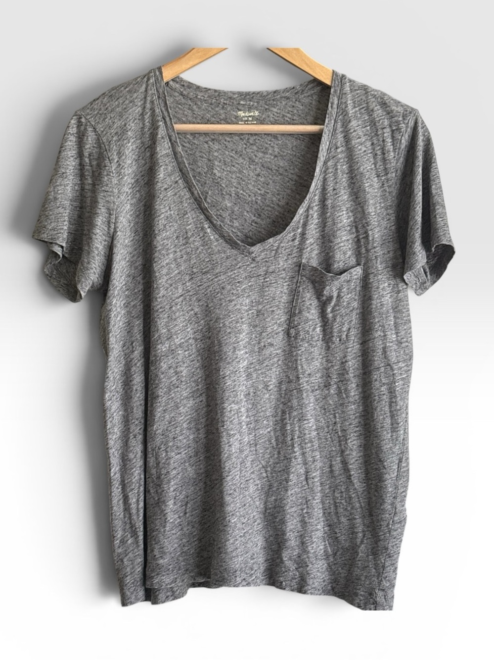 Madewell Womens Tee Shirt V Neck Heathered Gray Size Medium